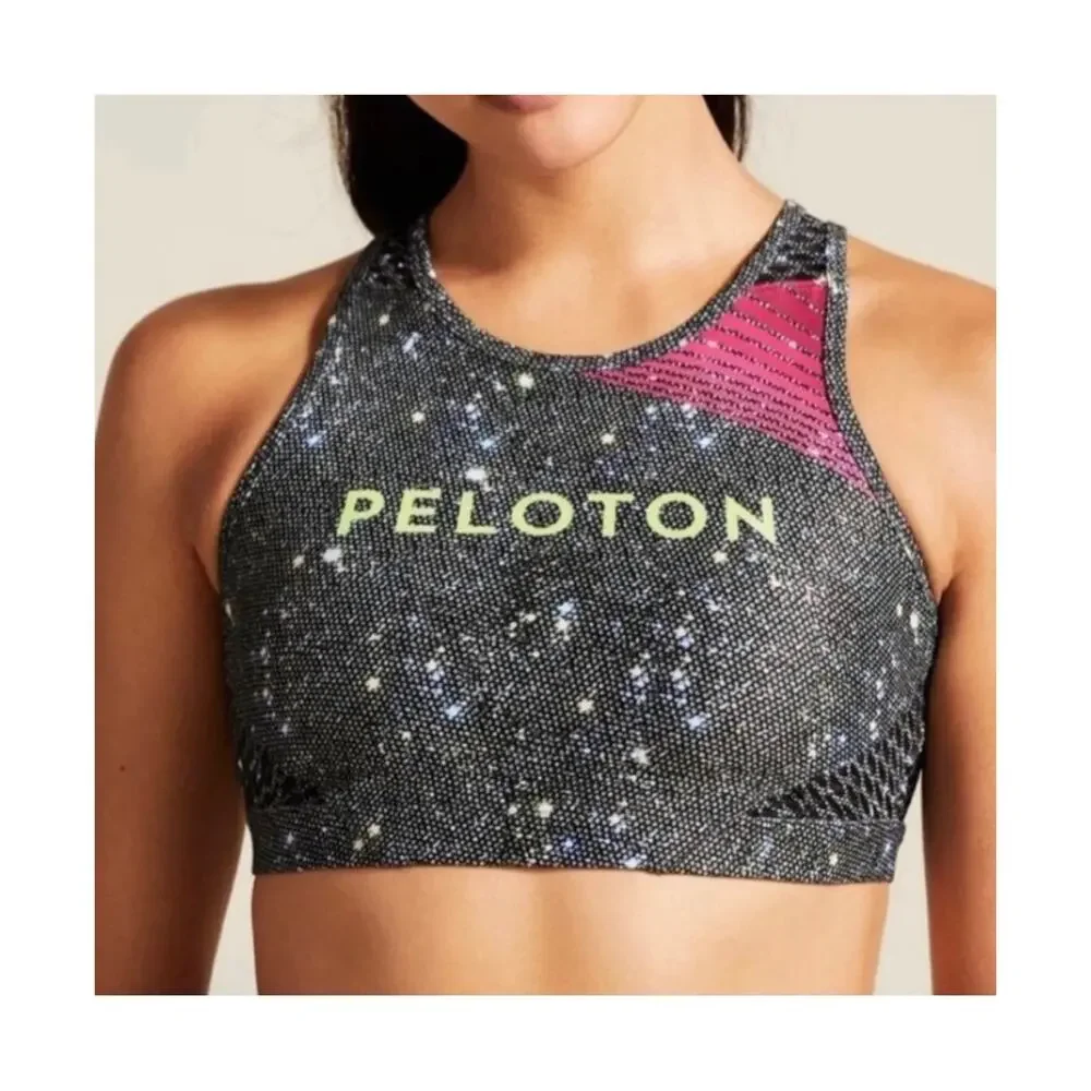 nwt Peloton High Neck Sports Bra size S 2.0 Holy Green Girls Night Out Sparkle